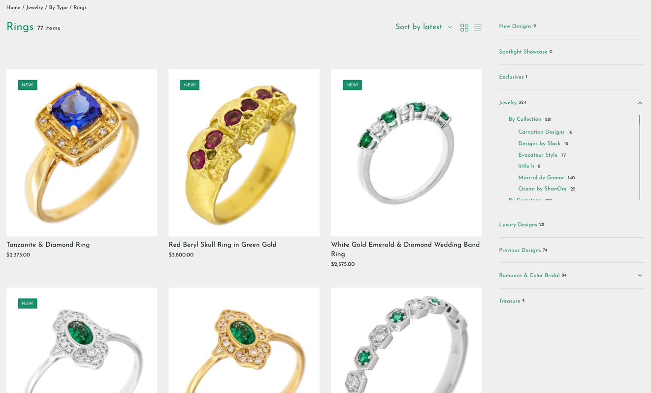 new emeralds international shop page