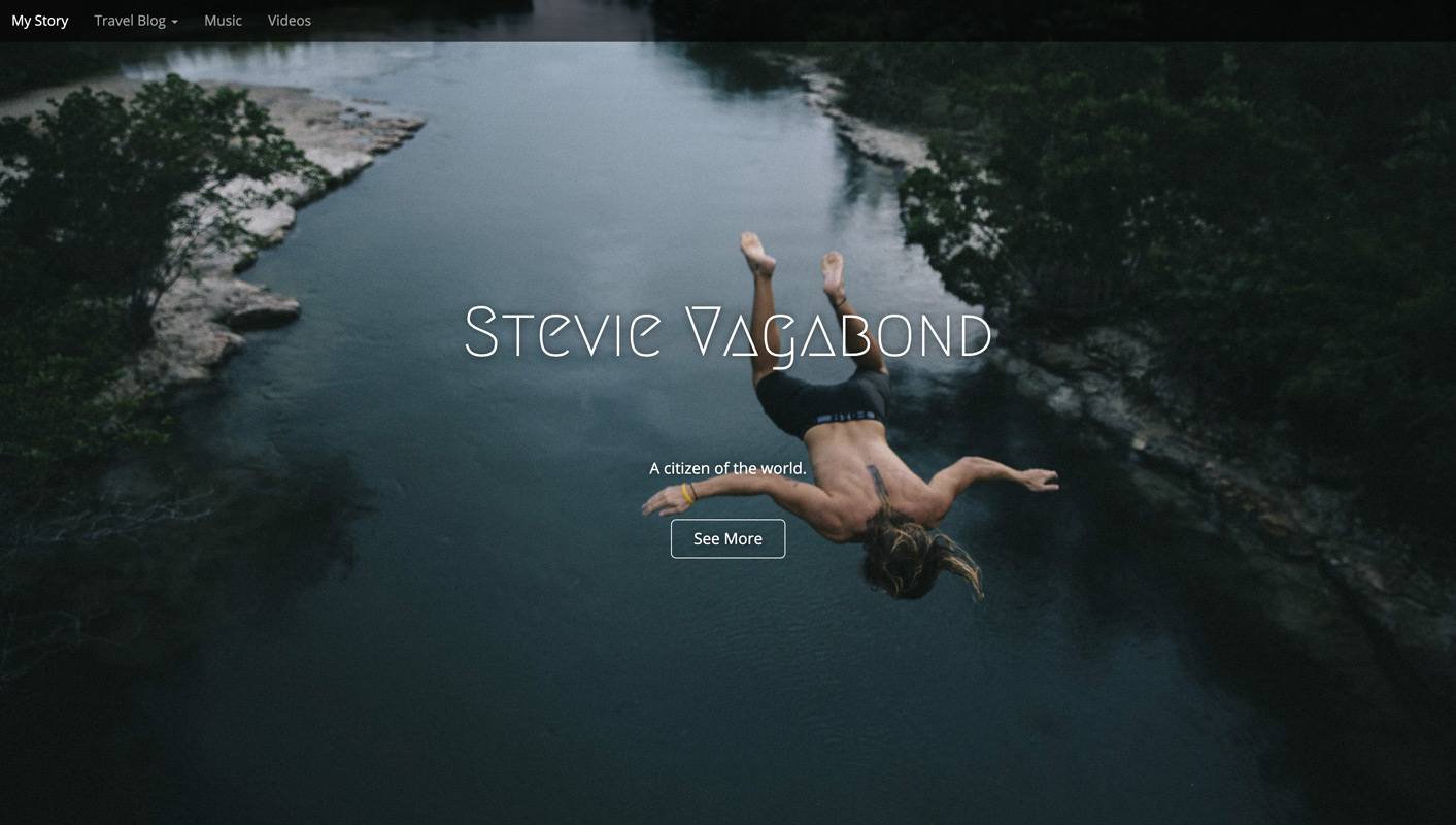 Stevie Vagabond Home Page Full Screen Image
