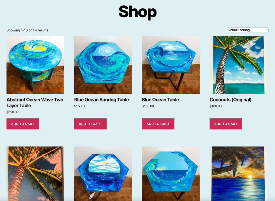 Cre8tive.One Shop Page showing various products.
